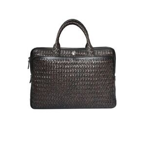 Tardini Woven Full-Grain Calfskin-Alligator Leather Briefcase Bag
